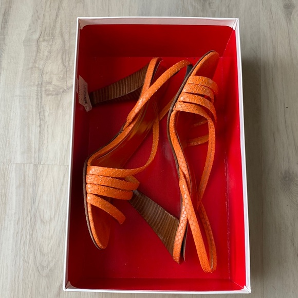 Coach Beatriz Printed Python Orange Heels - Picture 7 of 7
